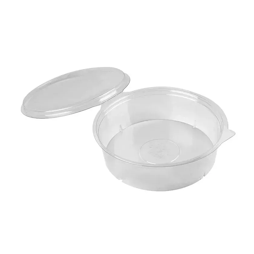 RPET ravier rond 1L couvercle a charniere diametre 134x120mm Olipack