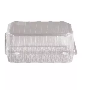 Blister patisserie PET rectangulaire couvercle a charniere 216x125x65mm