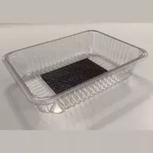 PET tray 227x178x50mm transparent ride avec buvard noir