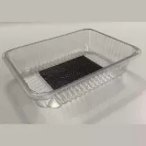 PET tray 227x178x50mm transparent ride avec buvard noir