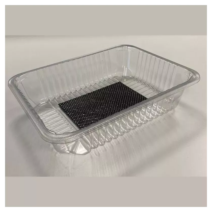 PET tray 227x178x50mm transparent ride avec buvard noir