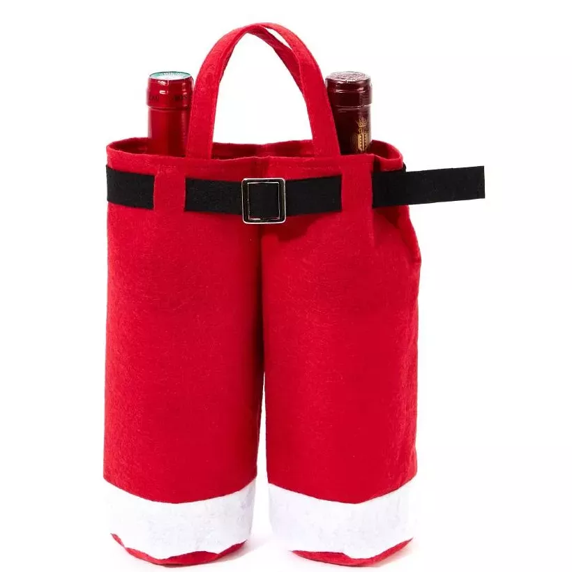 Sac bouteilles pantalon Noel feutre pour 2 bouteilles