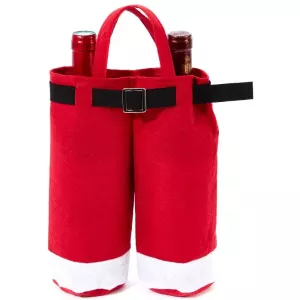 Sac bouteilles pantalon Noel feutre pour 2 bouteilles