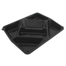 PET plat 326x265x40mm 6 compartiments noir