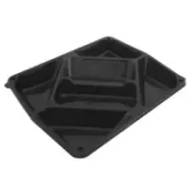 PET plat 326x265x40mm 6 compartiments noir