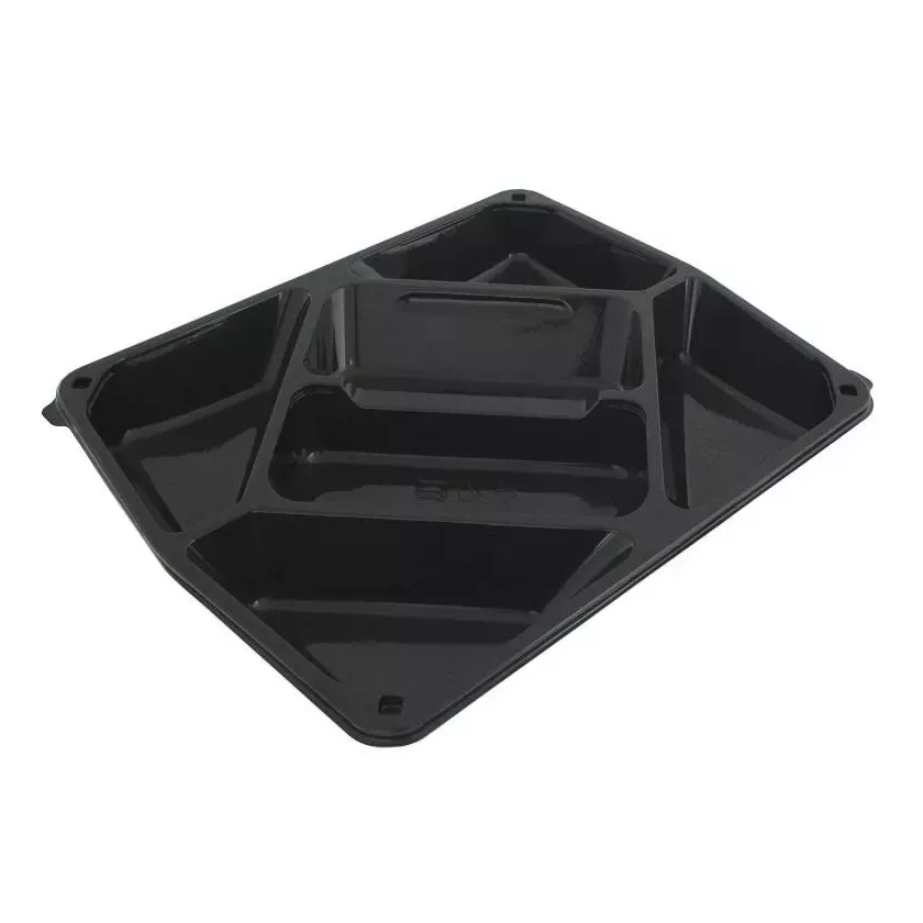 PET plat 326x265x40mm 6 compartiments noir