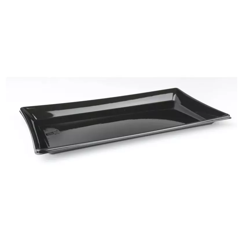 PET plat rectangulaire 120x220mm noir Sabert Pagoda
