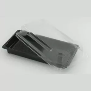 PET plat 171x91mm avec couvercle noir et transparent