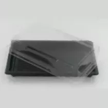 PET plat 215x135mm avec couvercle noir et transparent