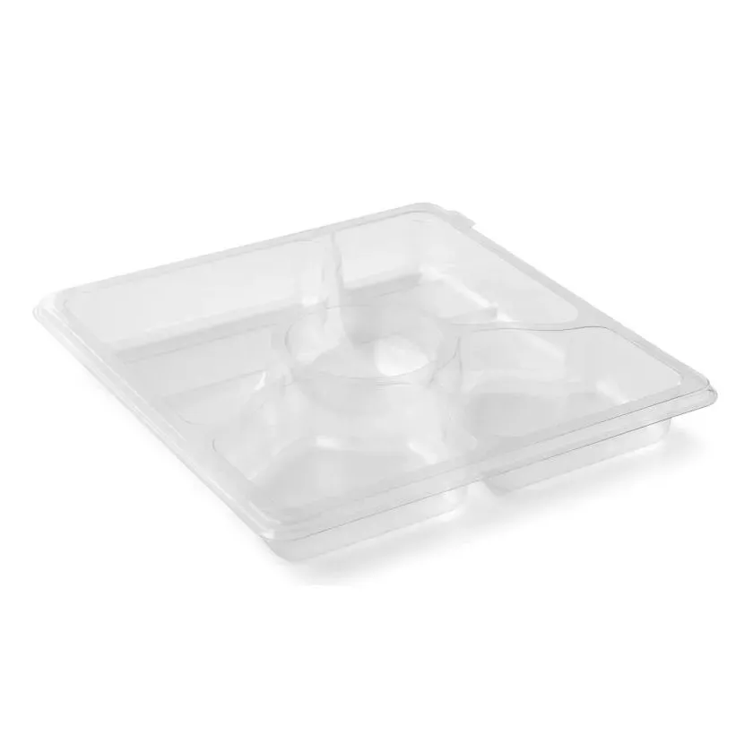 RPET ravier 250x250x33mm carre transparent 5 compartiments ZEN