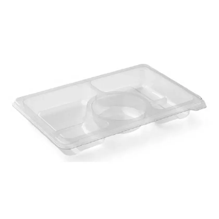 RPET ravier 250x166x33mm rectangulaire transparent 3 compartiments ZEN