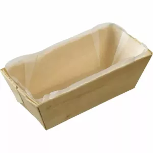 Barquette bois avec papier cuisson 375ml 140x75x50mm