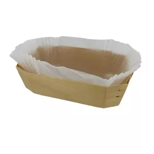 Moule en bois avec papier cuisson rectangulaire 180x115x58mm