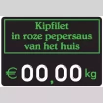 Etiquette sans pic 9x6cm noir cadre vert et texte vert 001