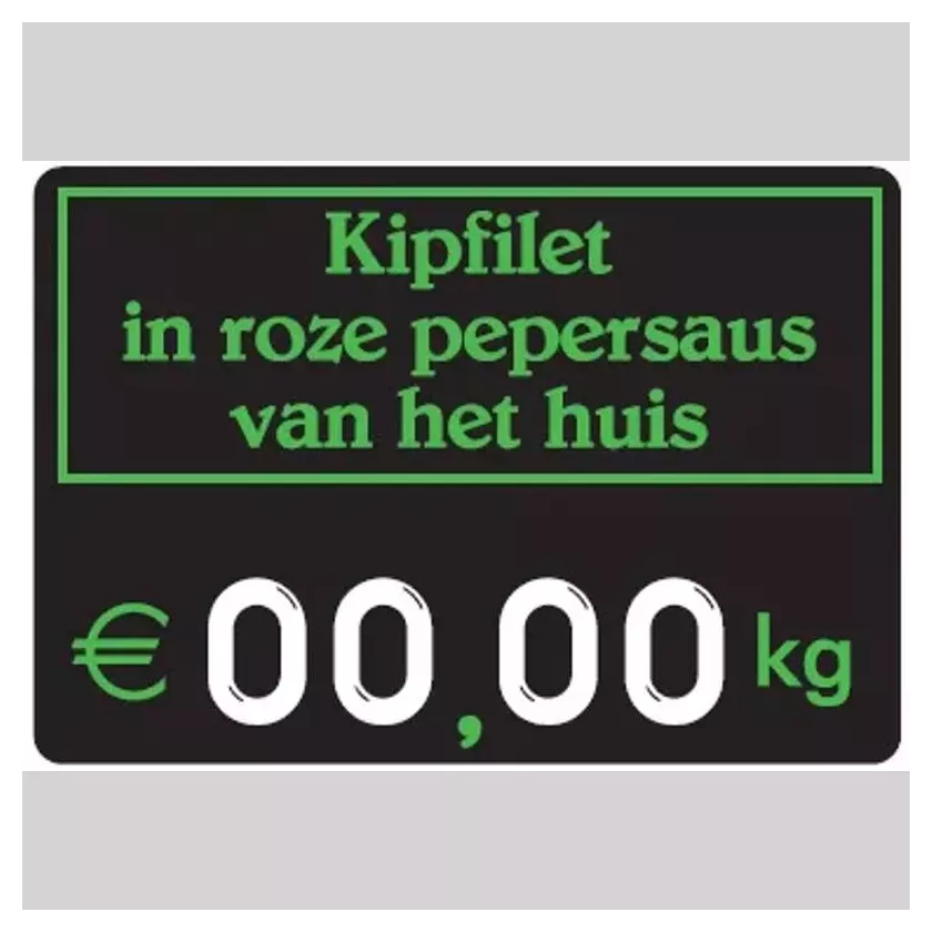 Etiquette sans pic 9x6cm noir cadre vert et texte vert 001