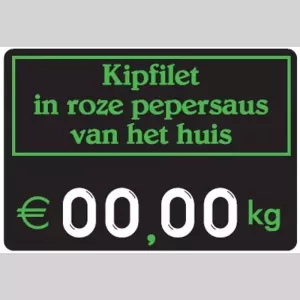 Etiquette sans pic 9x6cm noir cadre vert et texte vert 001