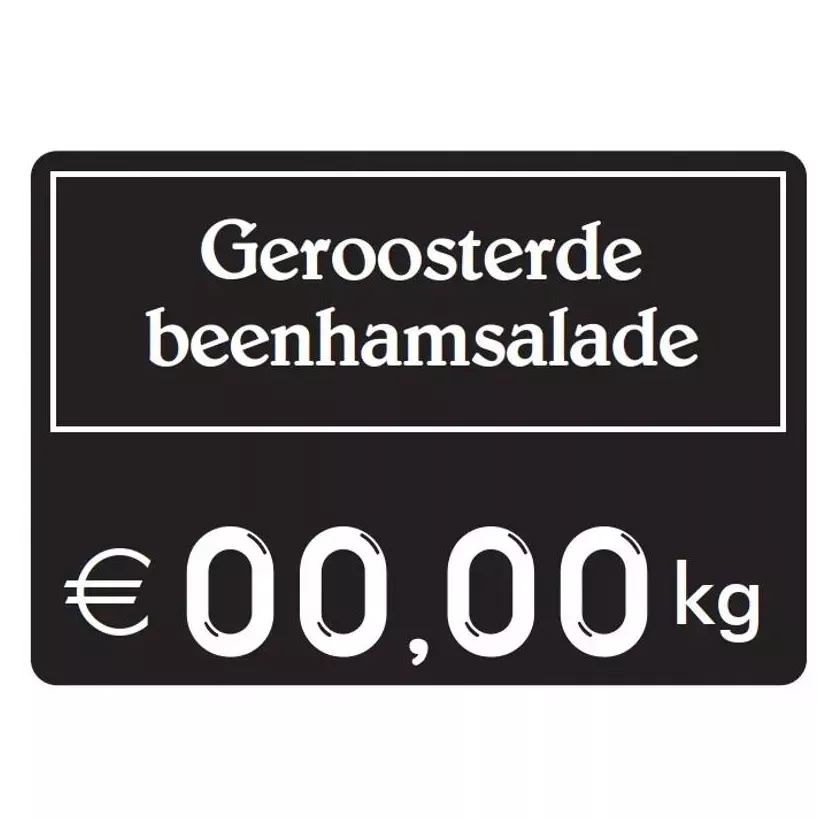 Etiquette sans pic 9x6cm noir 001 cadre blanc texte blanc