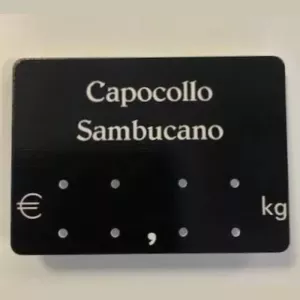 Etiquette sans pic 7x5cm noir avec texte