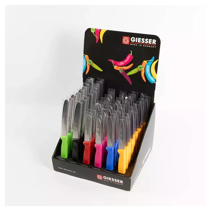 Presentoir Giesser carton debout rempli de 60 couteaux