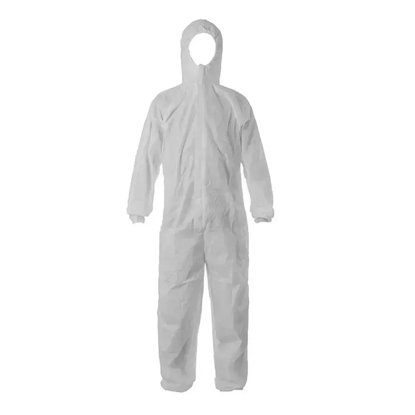 Combinaison jetable non-tissee blanche taille L avec capuche