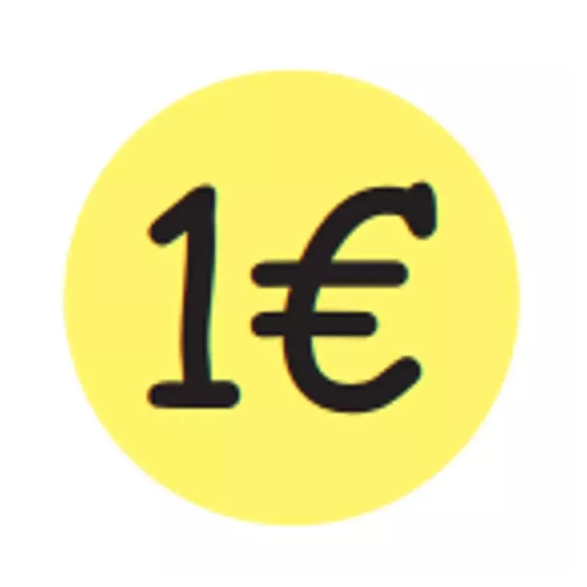Autocollant 1 euro diametre 3cm fluo jaune