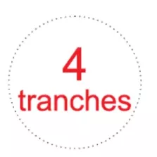 Sticker 4 tranches diametre 3,5cm blanc rouge