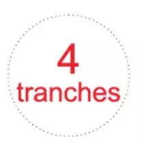 Sticker 4 tranches diametre 3,5cm blanc rouge