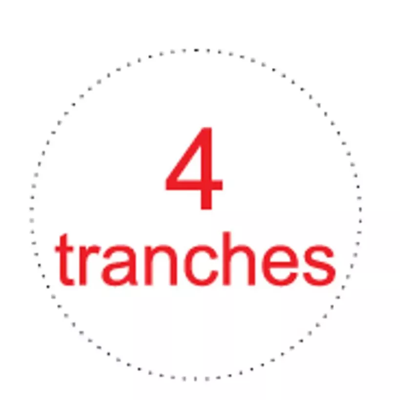 Sticker 4 tranches diametre 3,5cm blanc rouge