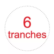 Sticker 6 tranches diametre 3,5cm blanc rouge