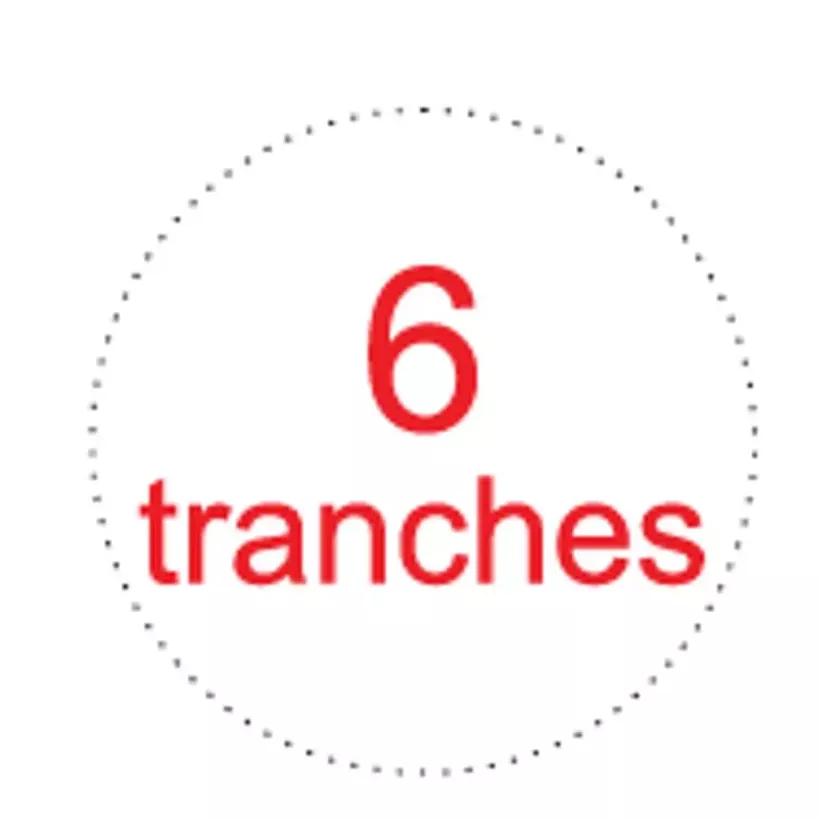 Sticker 6 tranches diametre 3,5cm blanc rouge