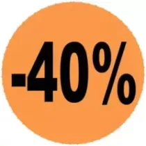 Autocollant -40 pourcent diametre 4cm fluo orange