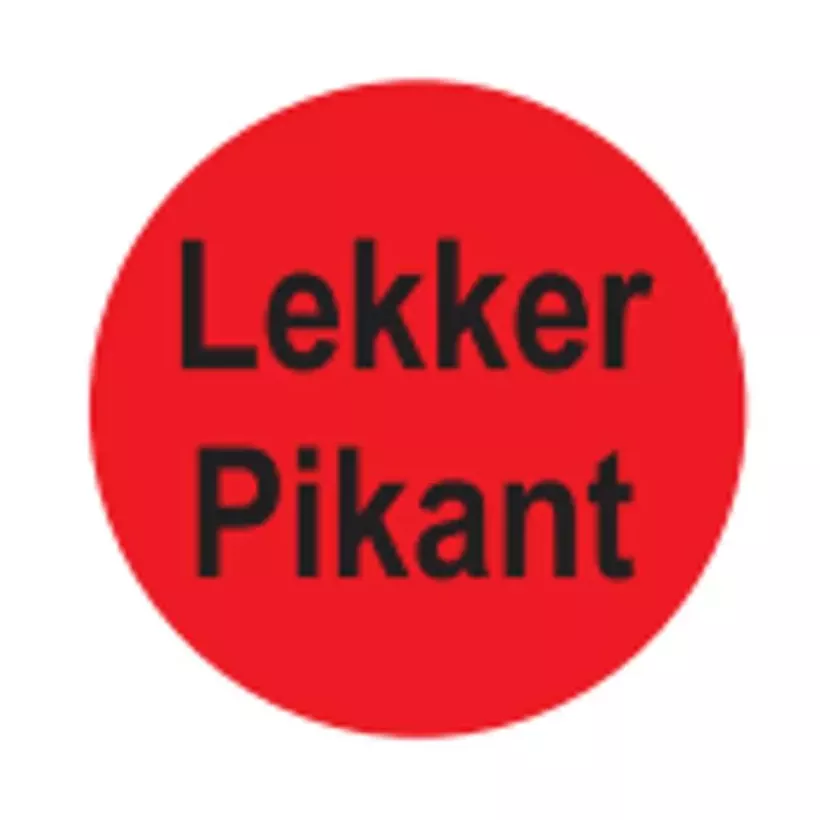 Autocollant lekker pikant diametre 4cm rouge et noir