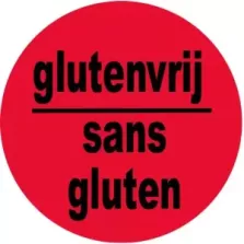 Sticker glutenvrij sans gluten diametre 4cm rouge noir