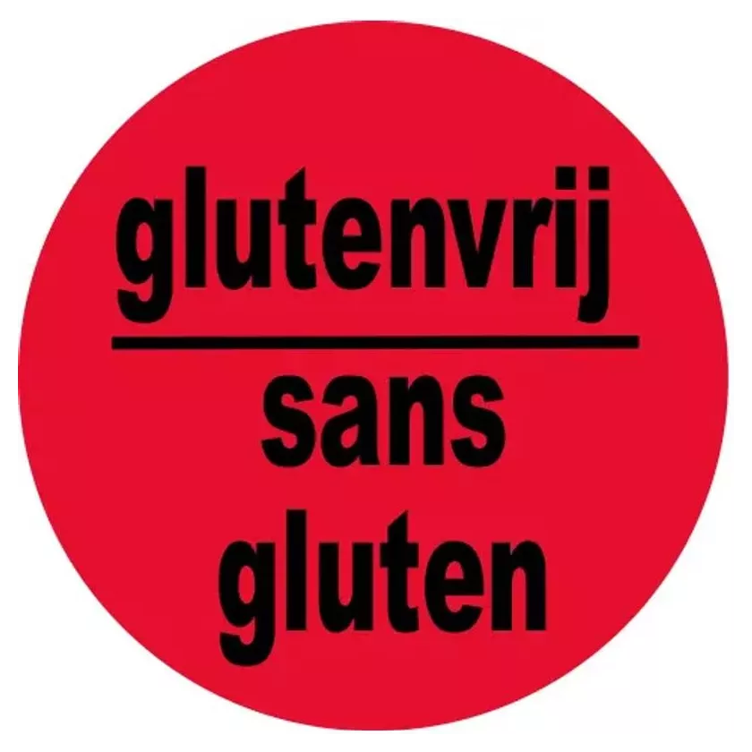 Sticker glutenvrij sans gluten diametre 4cm rouge noir