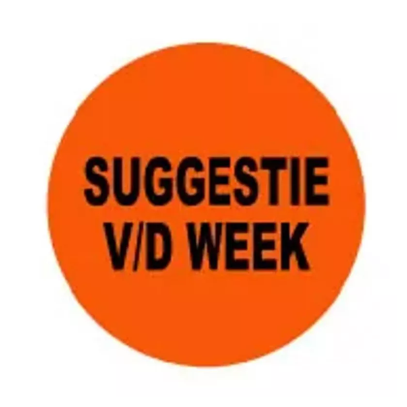 Autocollant suggestion de la semaine diametre 4cm fluo orange