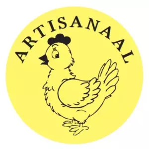 Autocollant artisanal poulet diametre 4cm fluo jaune