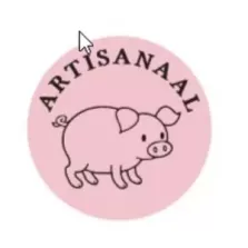 Autocollant artisanal porc diametre 4cm rose