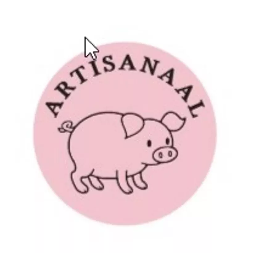 Autocollant artisanal porc diametre 4cm rose
