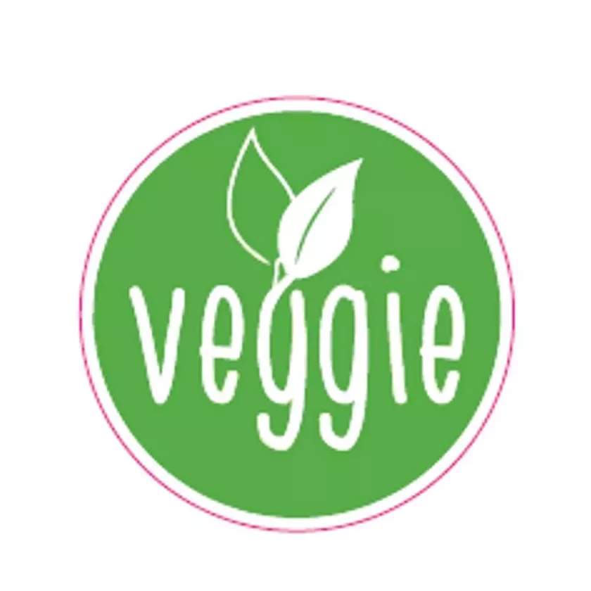 Autocollant veggie avec 2 feuilles diametre 4cm fluo vert