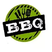 Autocollant barbecue diametre 4,5cm noir et vert