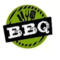 Autocollant barbecue diametre 4,5cm noir et vert