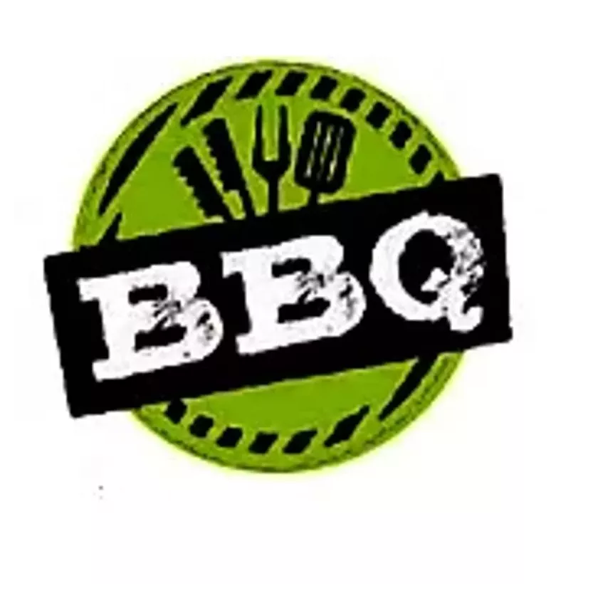Autocollant barbecue diametre 4,5cm noir et vert