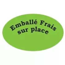 Autocollant emballe frais sur place 27x45mm ovale vert et noir