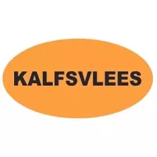 Autocollant veau 25x47mm ovale orange et noir