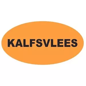 Autocollant veau 25x47mm ovale orange et noir