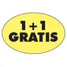Autocollant 1+1 gratuit 26x40mm ovale fluo jaune