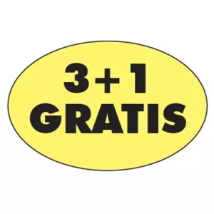 Autocollant 3+1 gratuit 26x40mm ovale fluo jaune