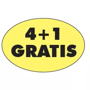 Autocollant 4+1 gratis 26x40mm ovale fluo jaune