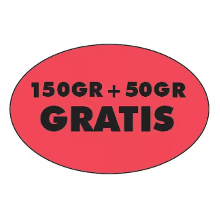 Autocollant 150g+50g gratuit 26x40mm ovale fluo rouge