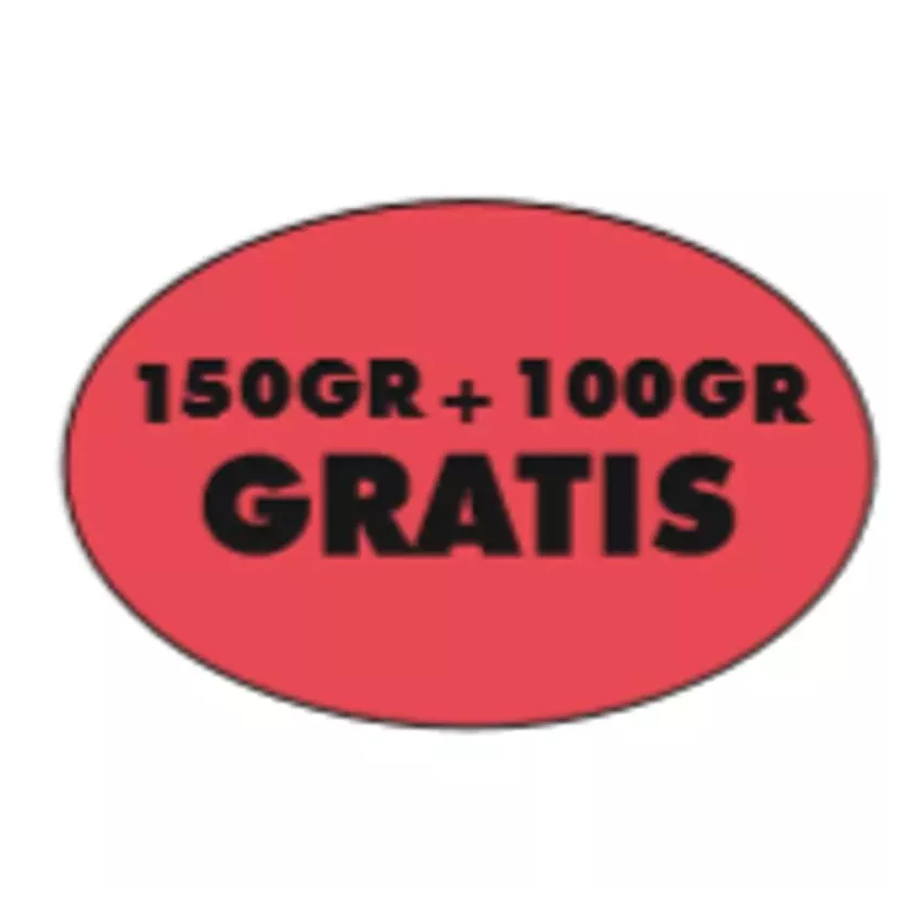 Autocollant 150g+100g gratuit 26x40mm ovale fluo rouge